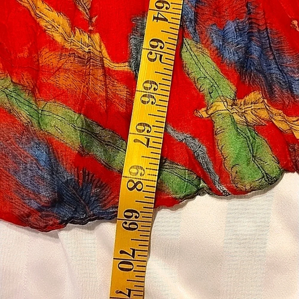 Pretty Angel Linen Red/Mult Color Fashion Scarf With Beads, NWT